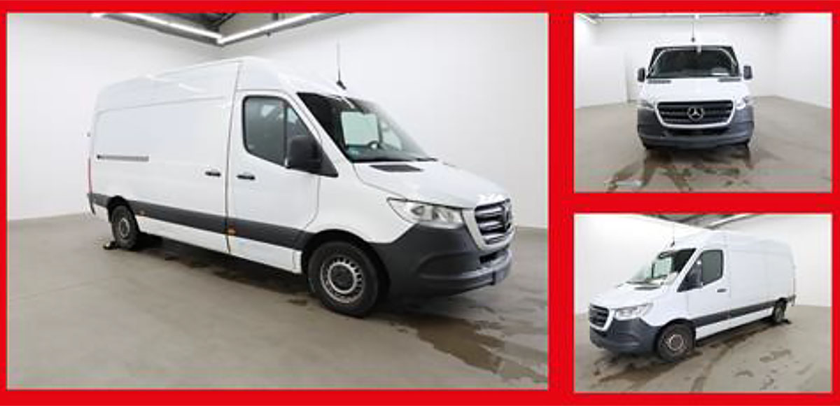 zu sehen sind drei weiße Mercedes-Benz Sprinter