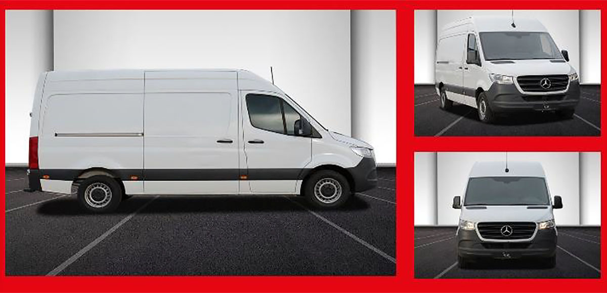 zu sehen sind drei weiße Mercedes-Benz Sprinter 
